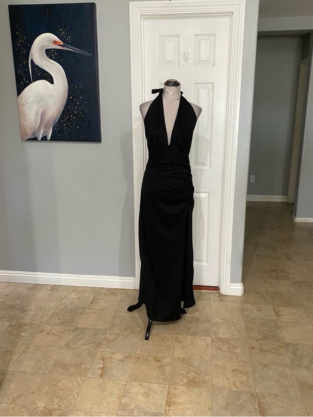 Amazon Black Backless Halter Maxi Dress